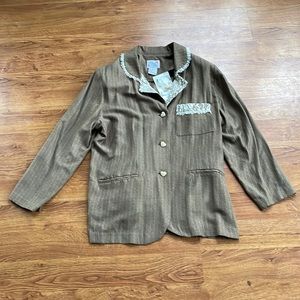 Lacy Afternoon by Shell Kepler Vintage 80s Lace Suit Jacket Shoulder Pads Sz 1X